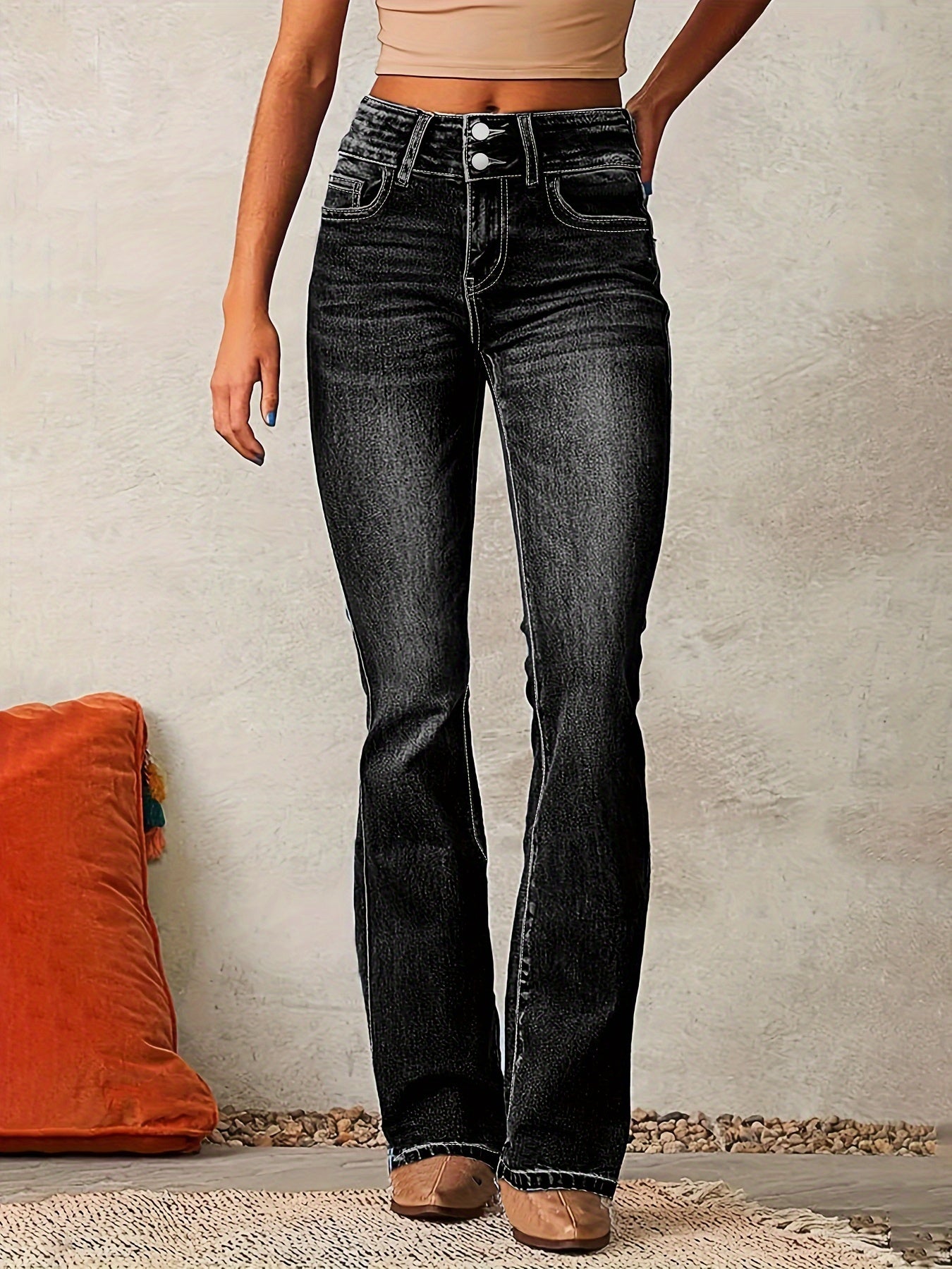 Aurielle | Women's Bell-Bottom Jeans with High Waist