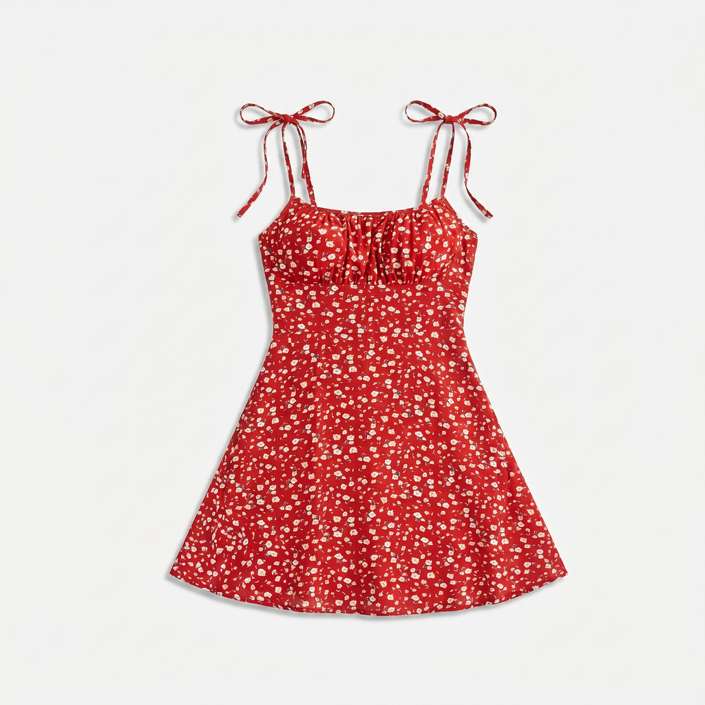 Rosalie | Women's Summer Mini Dress with Floral Print and Tie Straps