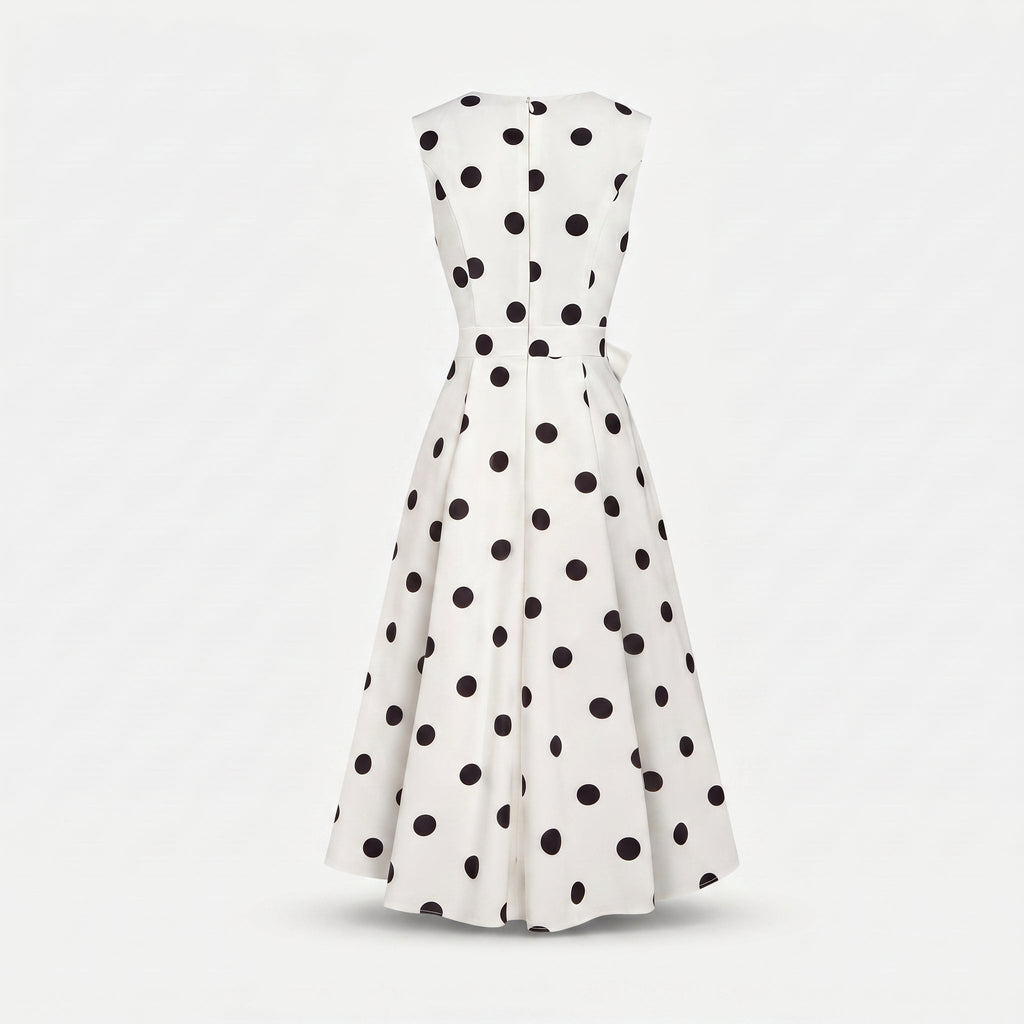 Amelia | Women's Polka Dot Midi Dress with V-Neckline