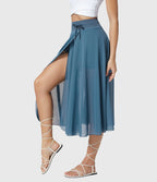 Aquarelle | Gonna Midi Femminile Leggera con Laccio in Vita