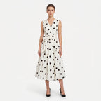 Amelia | Women's Polka Dot Midi Dress with V-Neckline