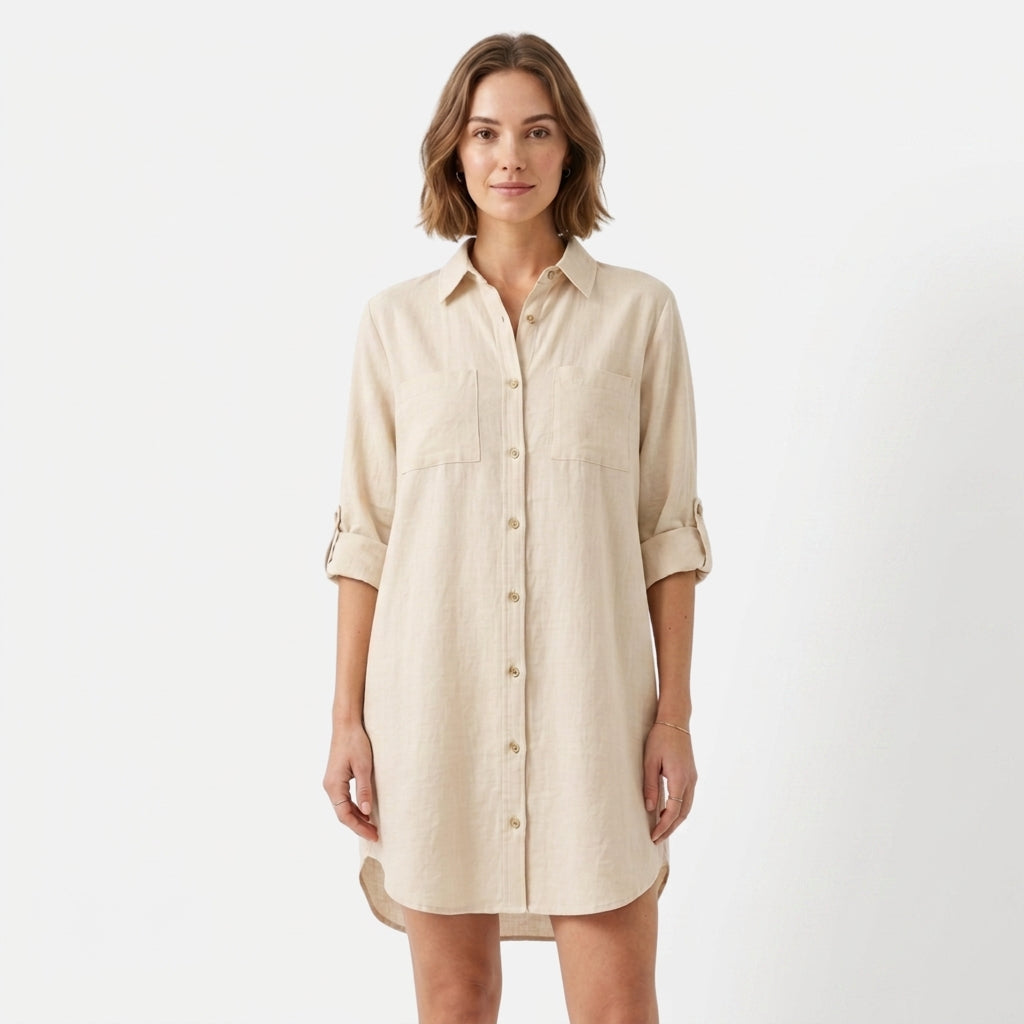 Elena | Women's Oversize Linen Shirt Dress