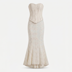 Chosni | Women's Lace Strapless Corset Maxi Dress