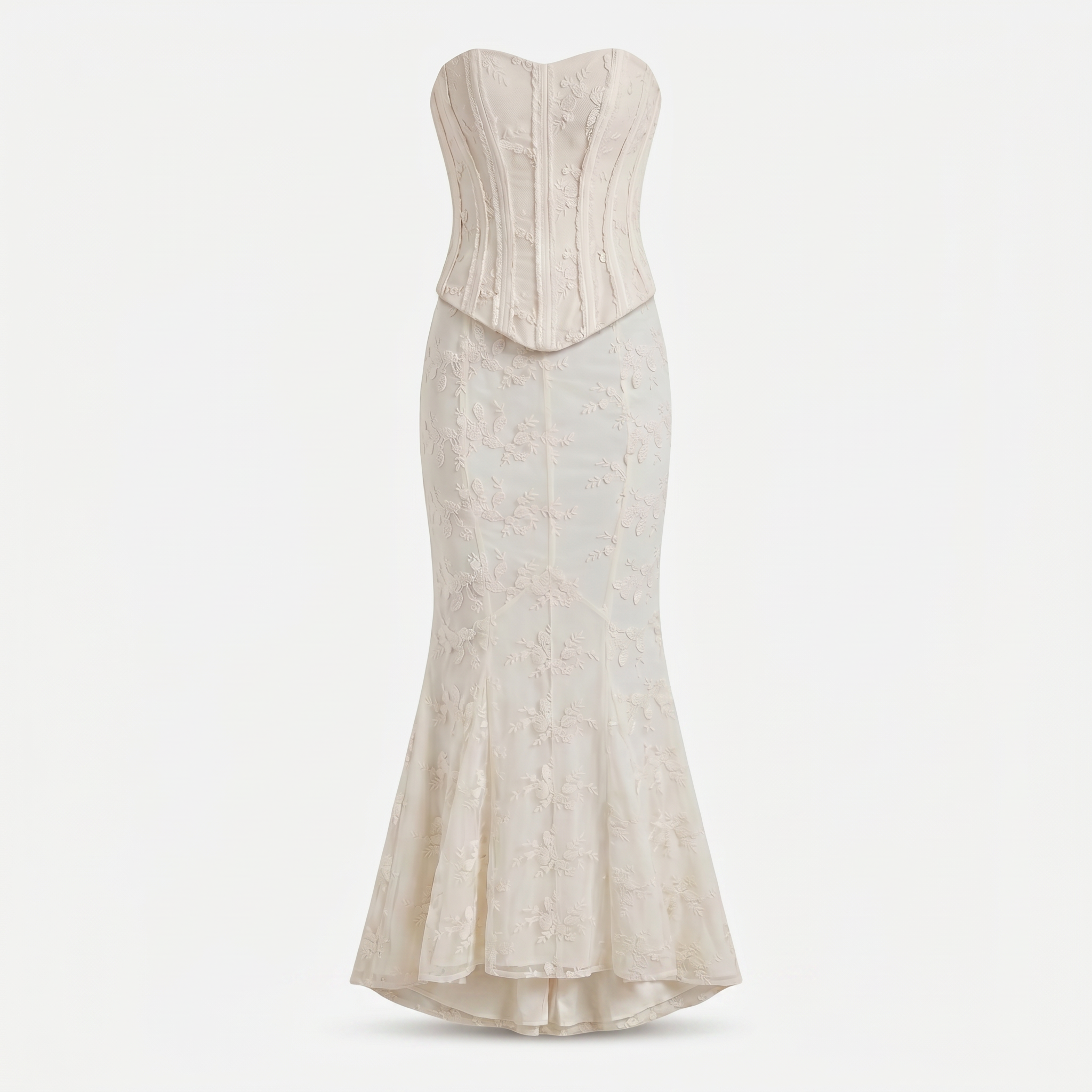 Chosni | Women's Lace Strapless Corset Maxi Dress