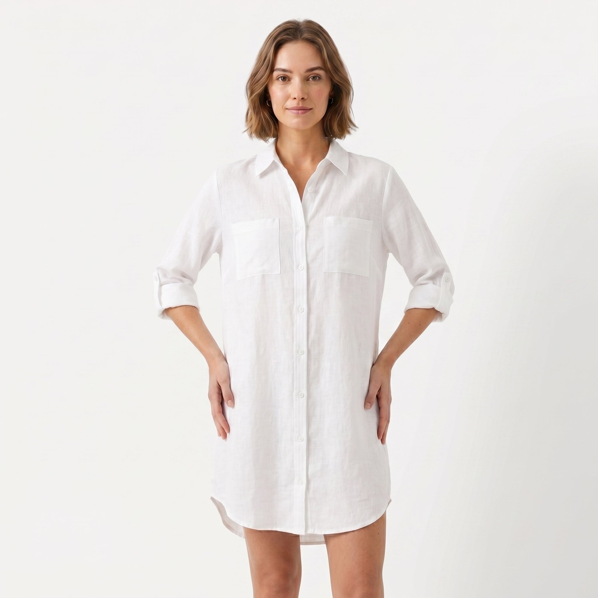 Elena | Damska Oversize Sukienka Koszulowa z Lnu