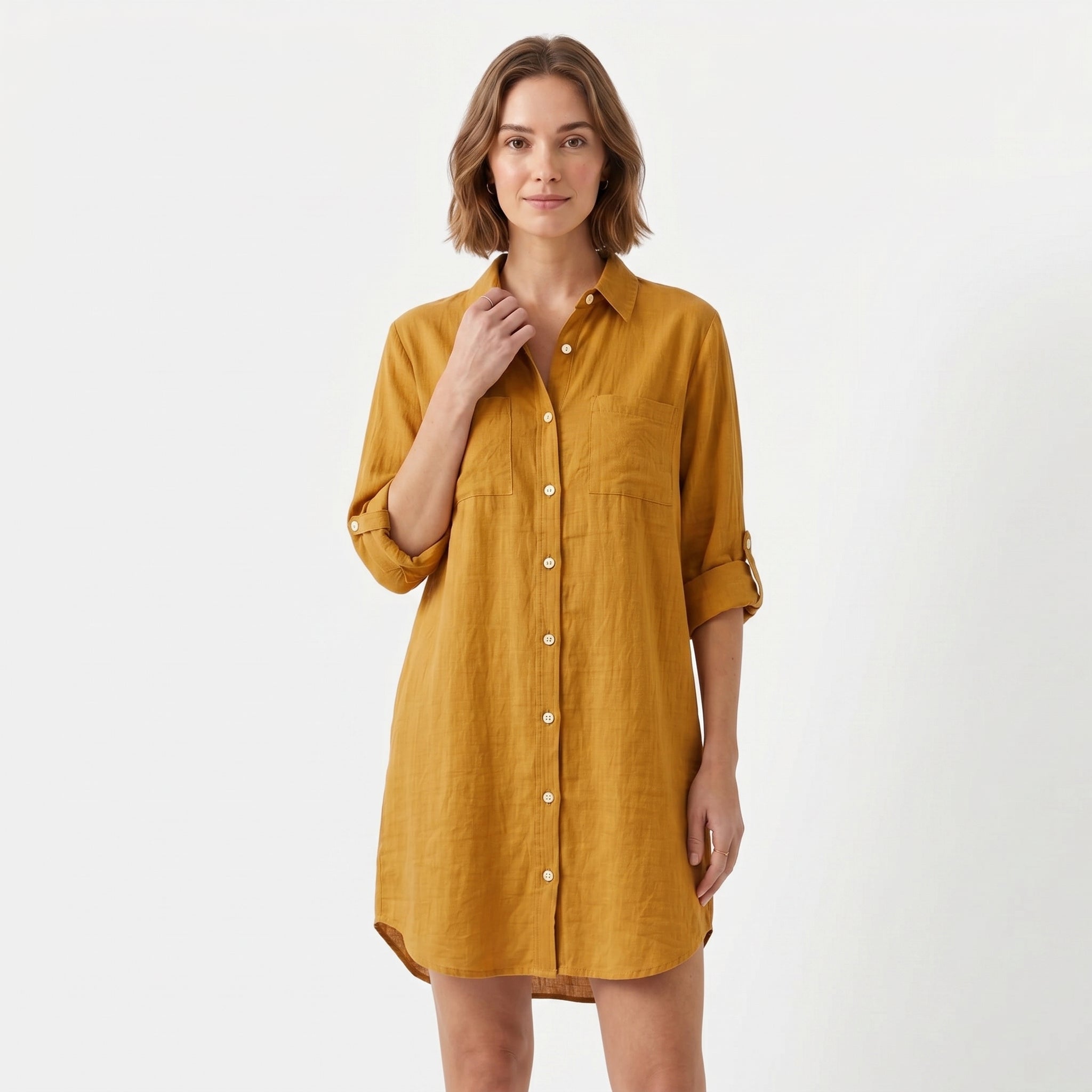 Elena | Damska Oversize Sukienka Koszulowa z Lnu