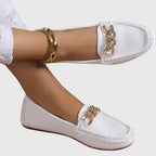 Elvoria | Mocassini eleganti da donna slip-on con catena decorativa