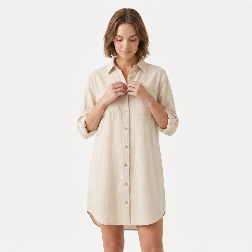 Elena | Women's Oversize Linen Shirt Dress