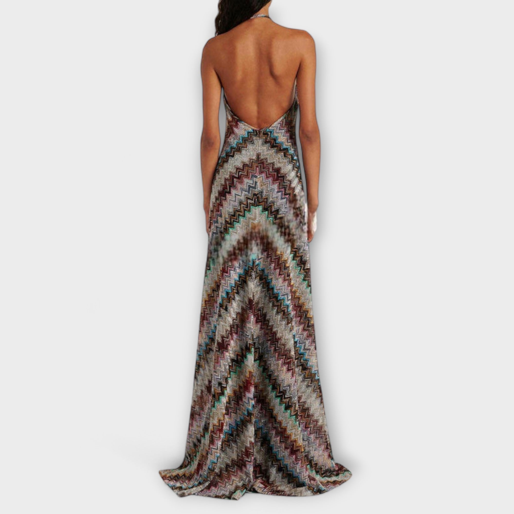 Dżesika | Abito Estivo Maxi Donna Halter a Chevron