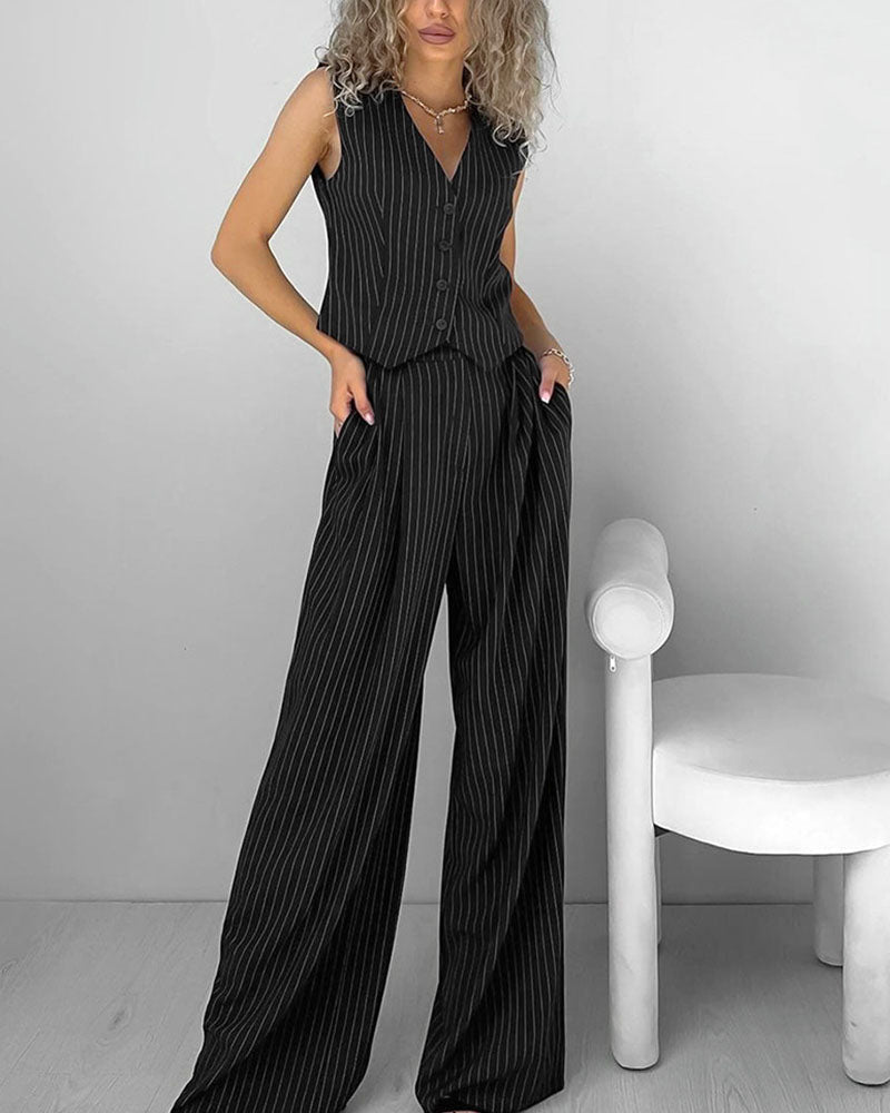 Dea | Elegant Women's Pinstripe Suit Set with Vest
