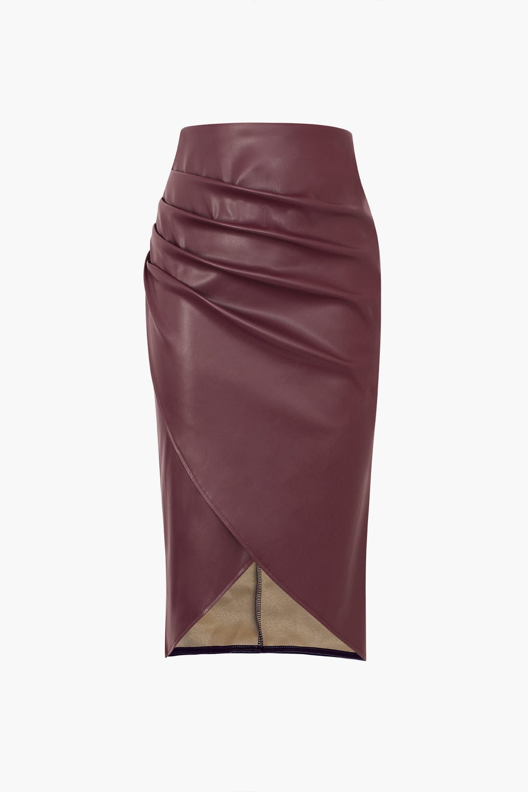 Vivienne | Damska Elegancka Spódnica Midi Z Ekoskóry