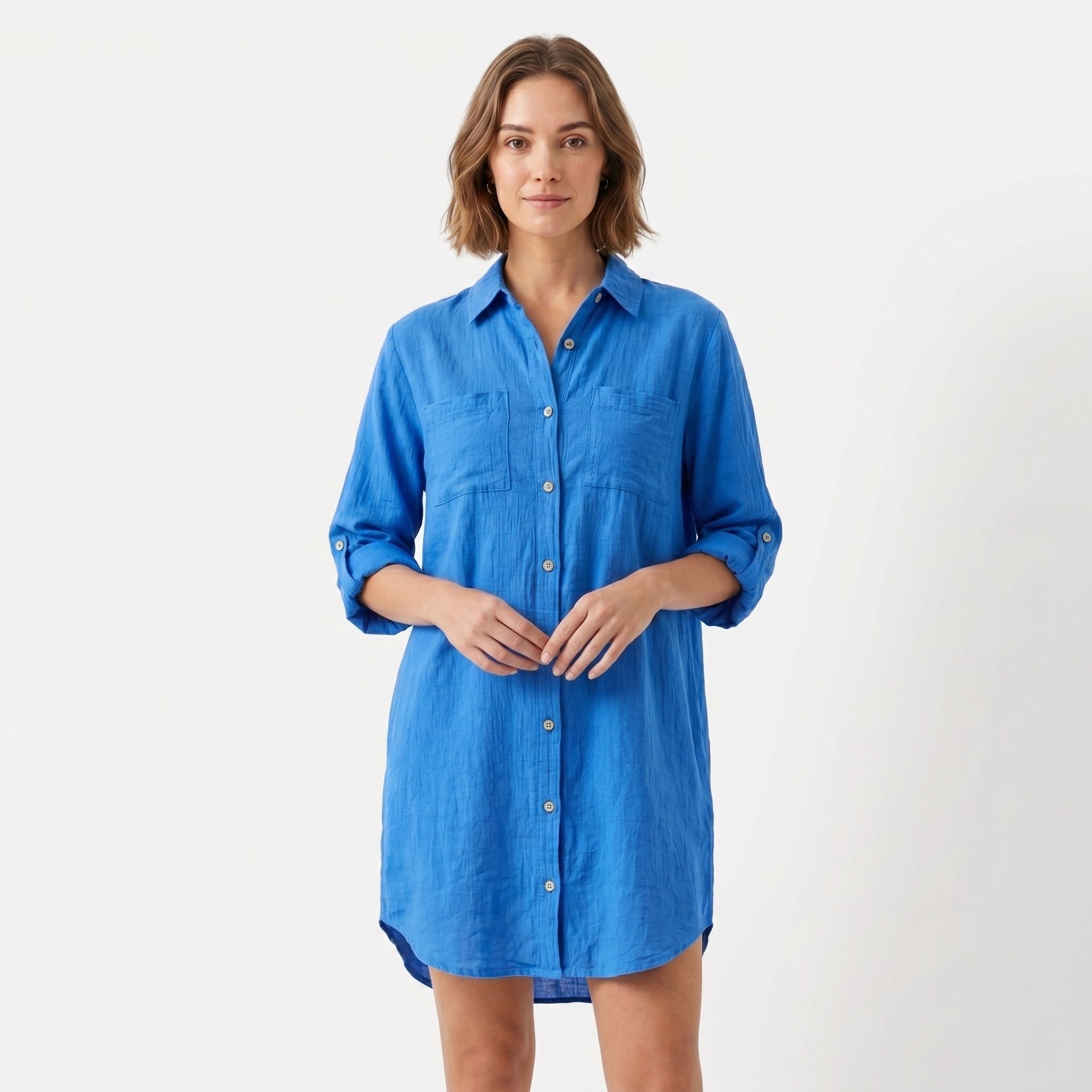 Elena | Damska Oversize Sukienka Koszulowa z Lnu