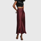 Amara | Gonna Midi Elegante in Raso da Donna Crema