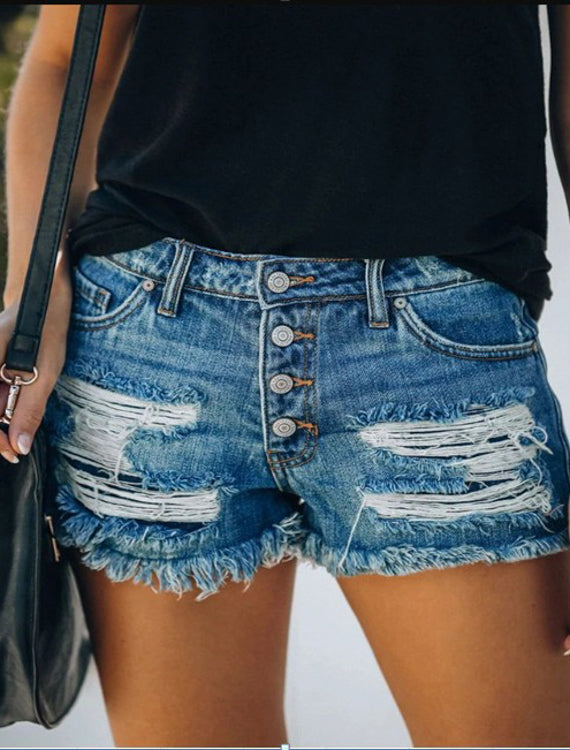 Mathilde | Shorts estivi da donna in jeans con strappi e vita alta
