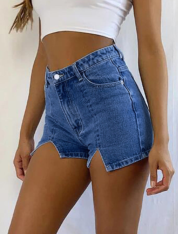 Helena | Shorts di jeans da donna a vita alta con spacchi