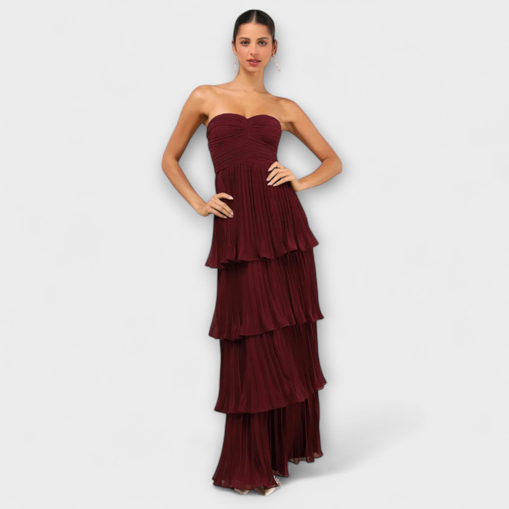 Katrina | Abito Maxi Donna Senza Spalline con Fondo a Strati