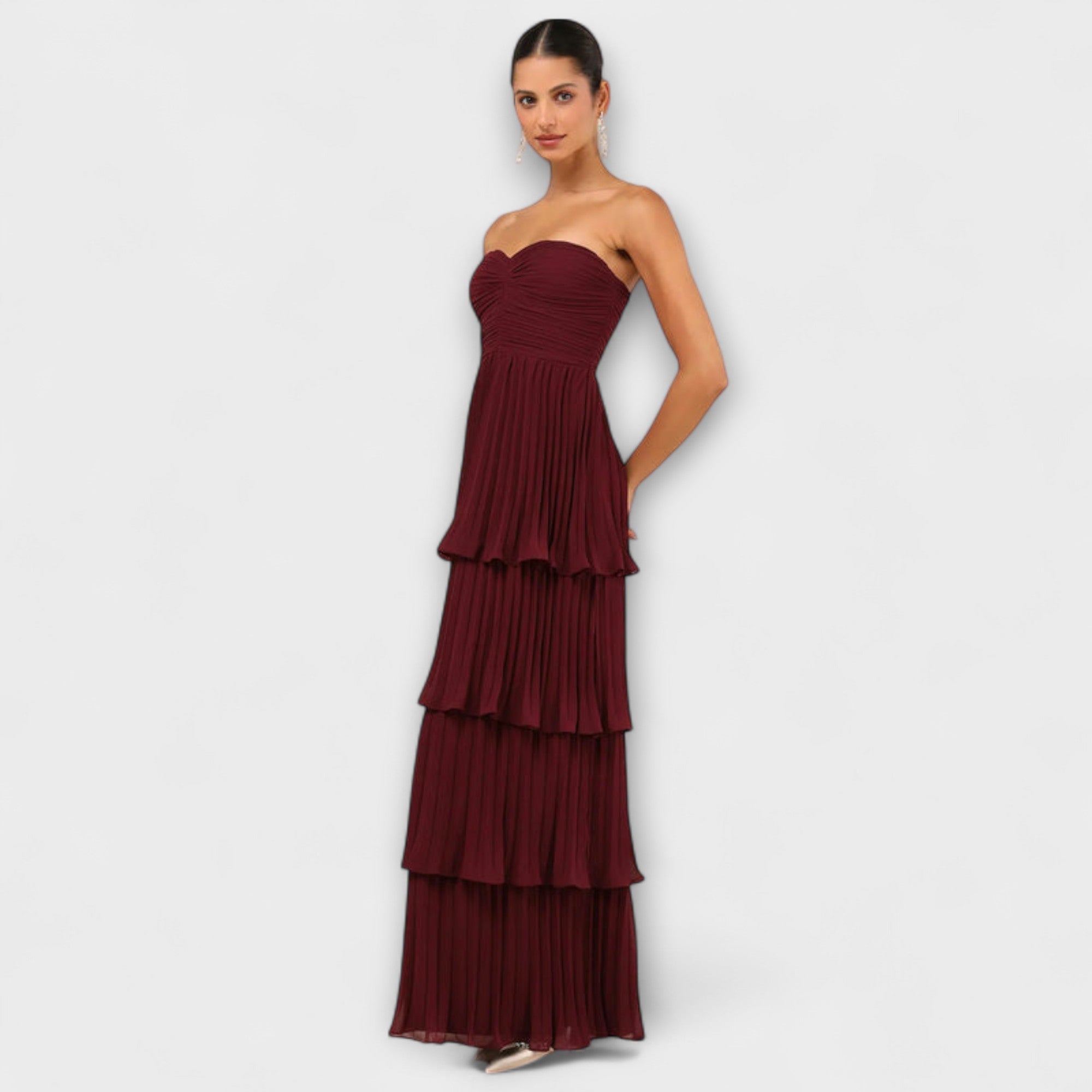 Katrina | Abito Maxi Donna Senza Spalline con Fondo a Strati