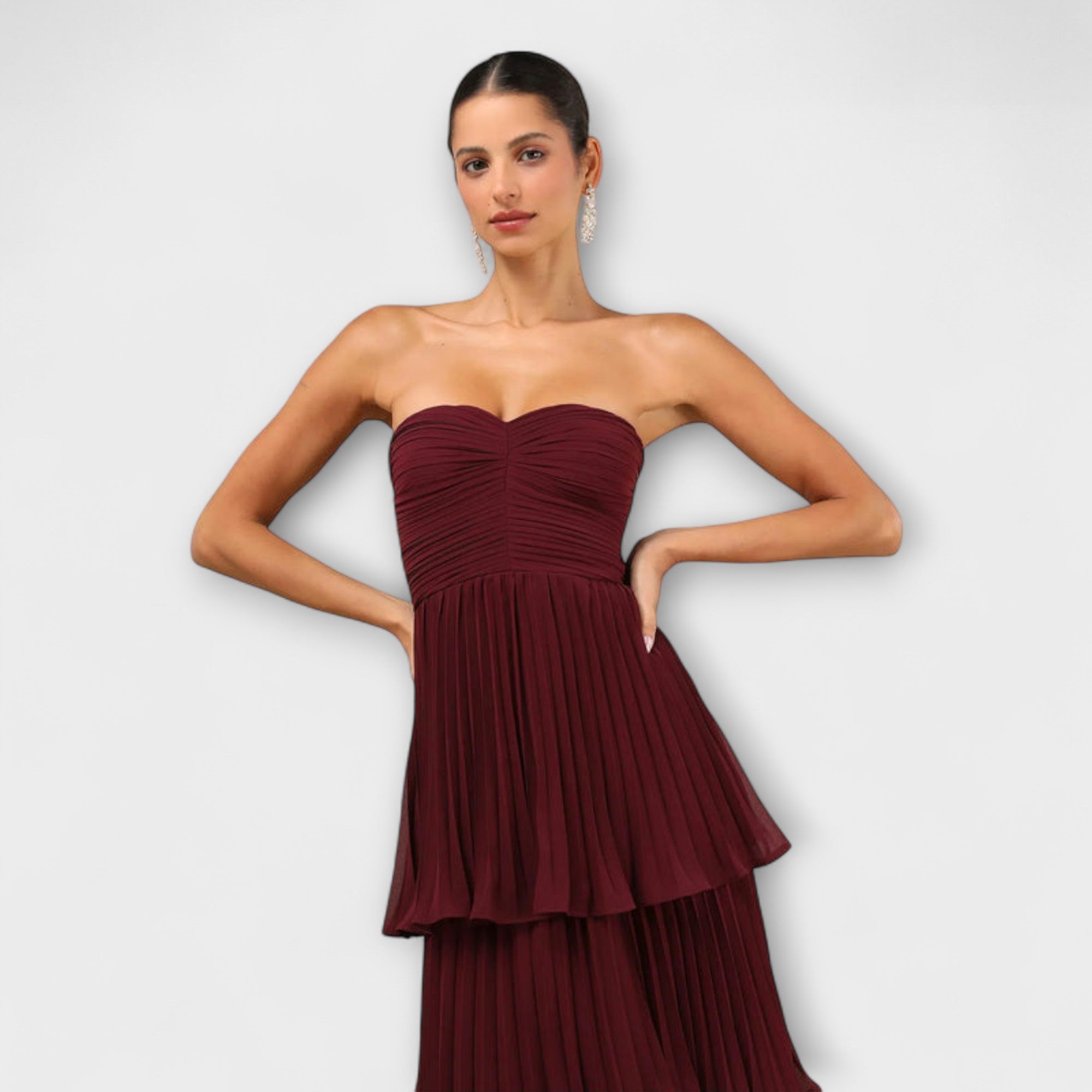 Katrina | Abito Maxi Donna Senza Spalline con Fondo a Strati