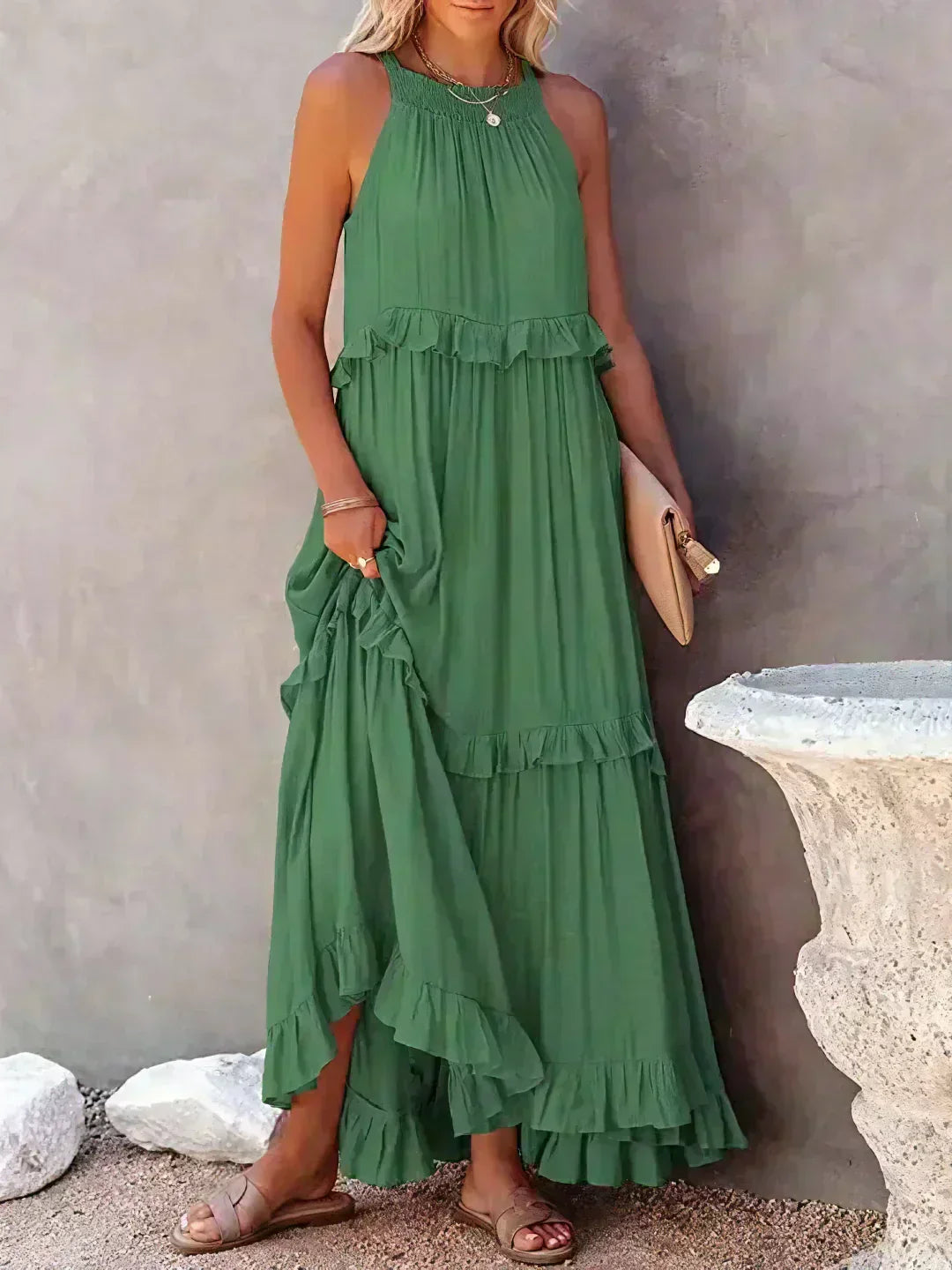 Orlavia | Women's Summer Maxi Dress with Ruffles Sleeveless