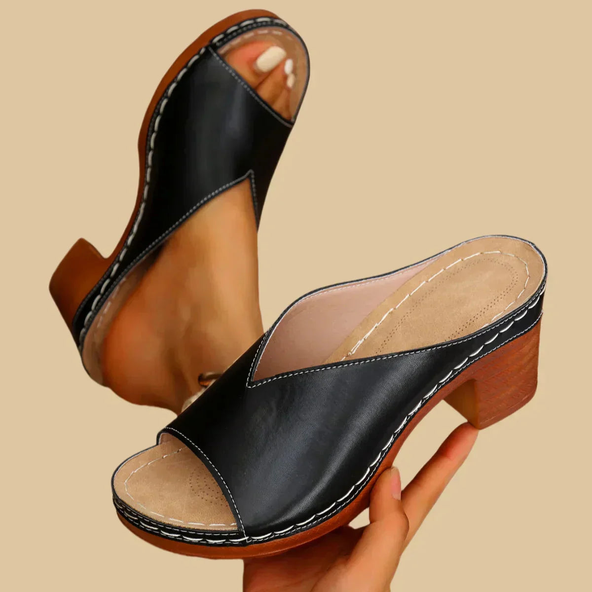 Solmira | Sandali Donna con Tacco a Blocco Slip-on