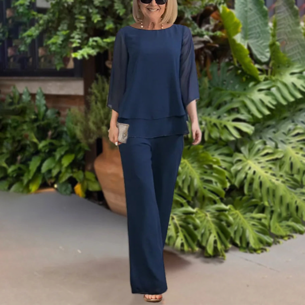 Jessica | Completo elegante da donna con pantaloni larghi e blusa ampia