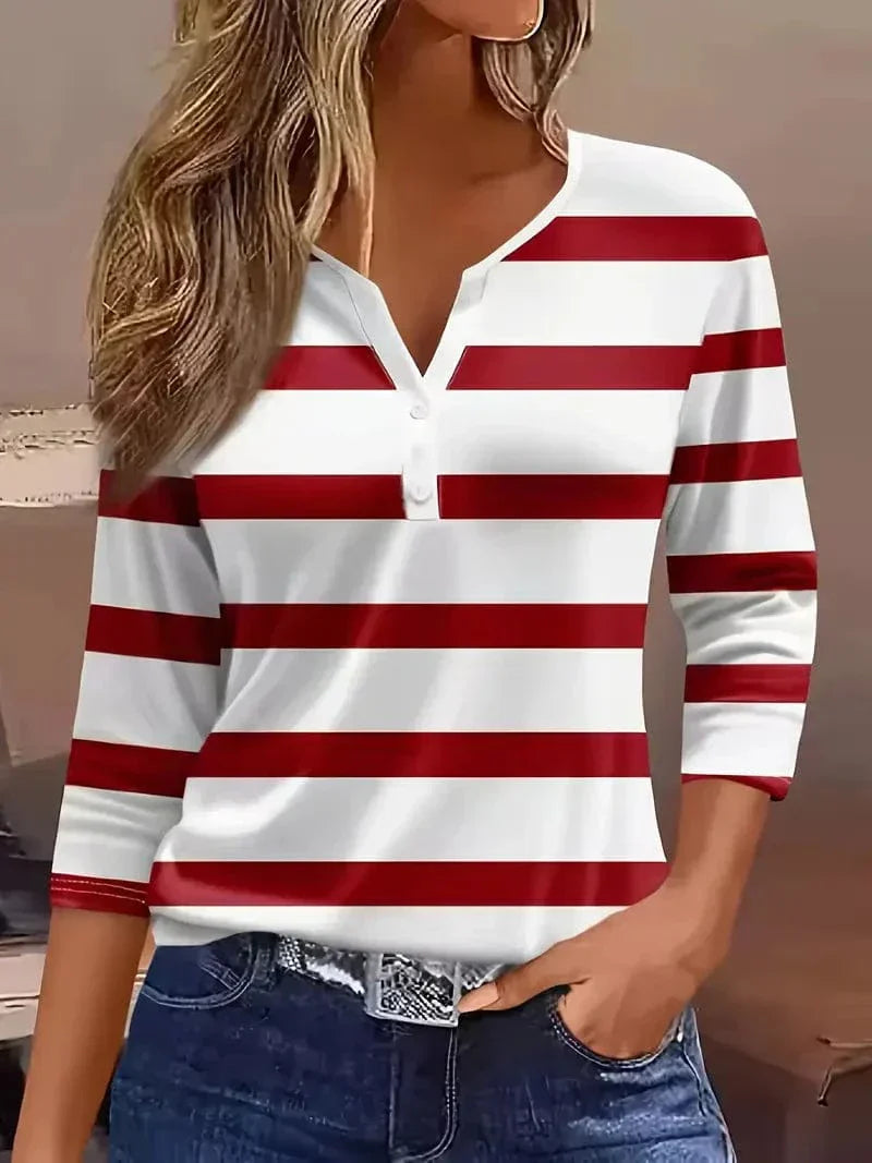 Roséline | Top a righe da donna con scollo a V