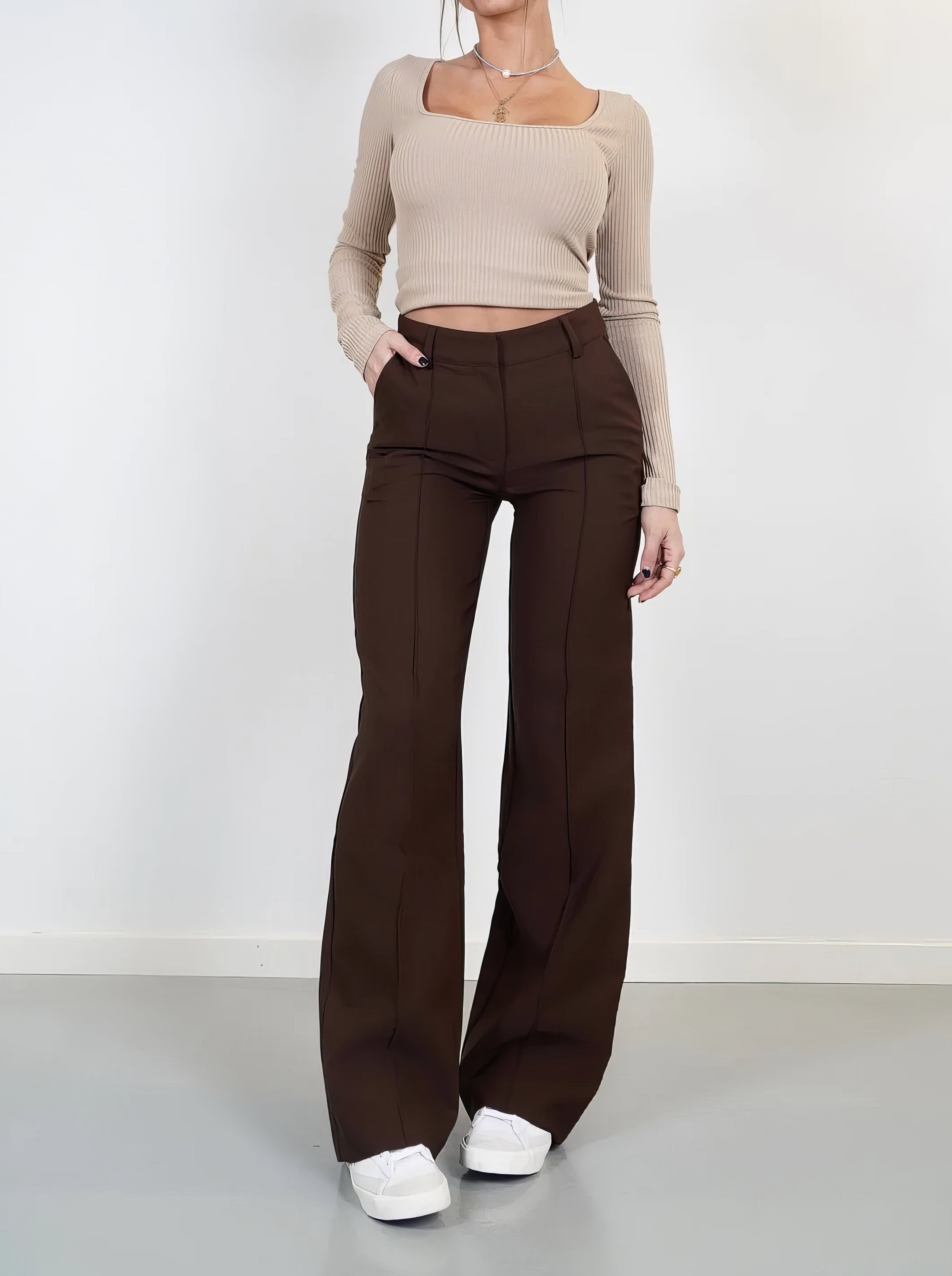 Norella | Women's High-Waisted Wide-Leg Casual Pants