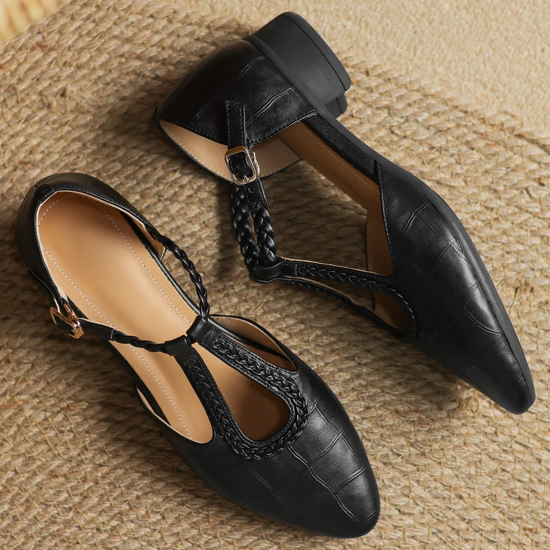 Aureline | Scarpe da donna Mary Jane vintage con cinturino intrecciato a T