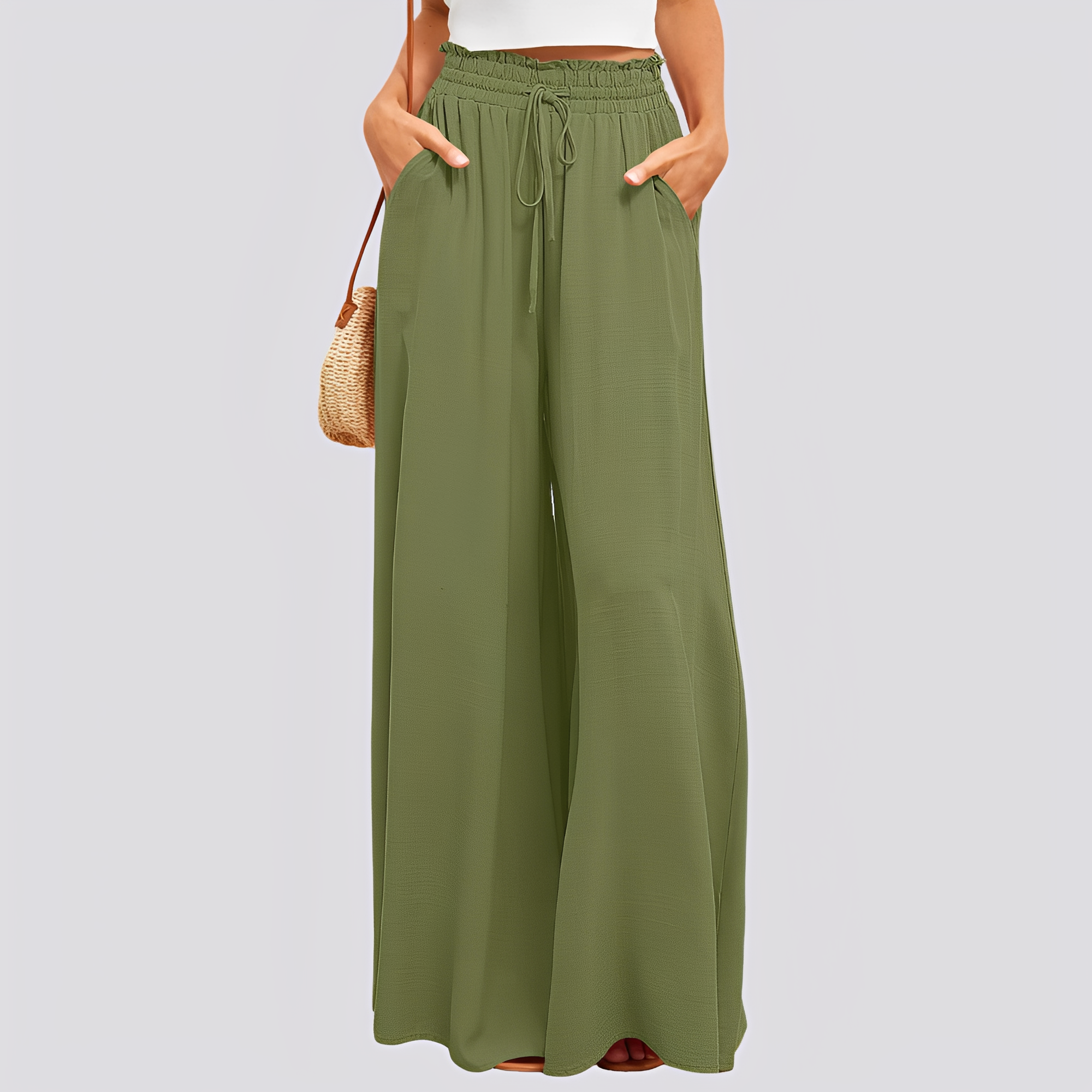Nara | Women's Wide-Leg Pants with Elastic Waist