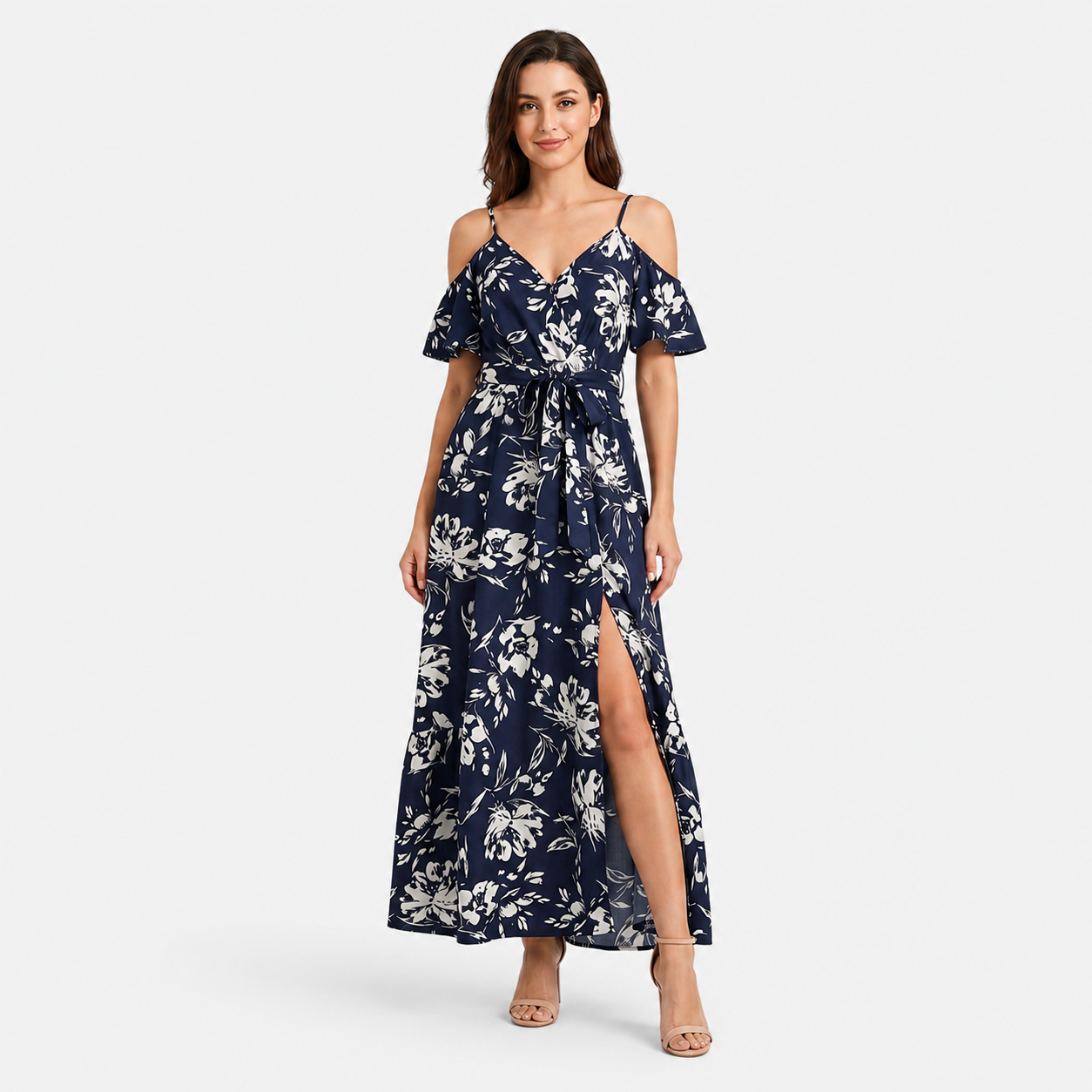 Aurora | Women's Floral Off-Shoulder Maxi Dress with Slit