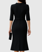 Caviera | Abito Midi Elegante da Donna con Cintura per l'Ufficio