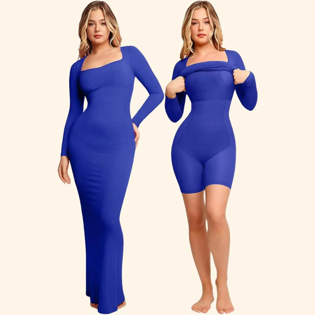 Peyton | Modelująca Sukienka Maxi Shapewear z Długim Rękawem