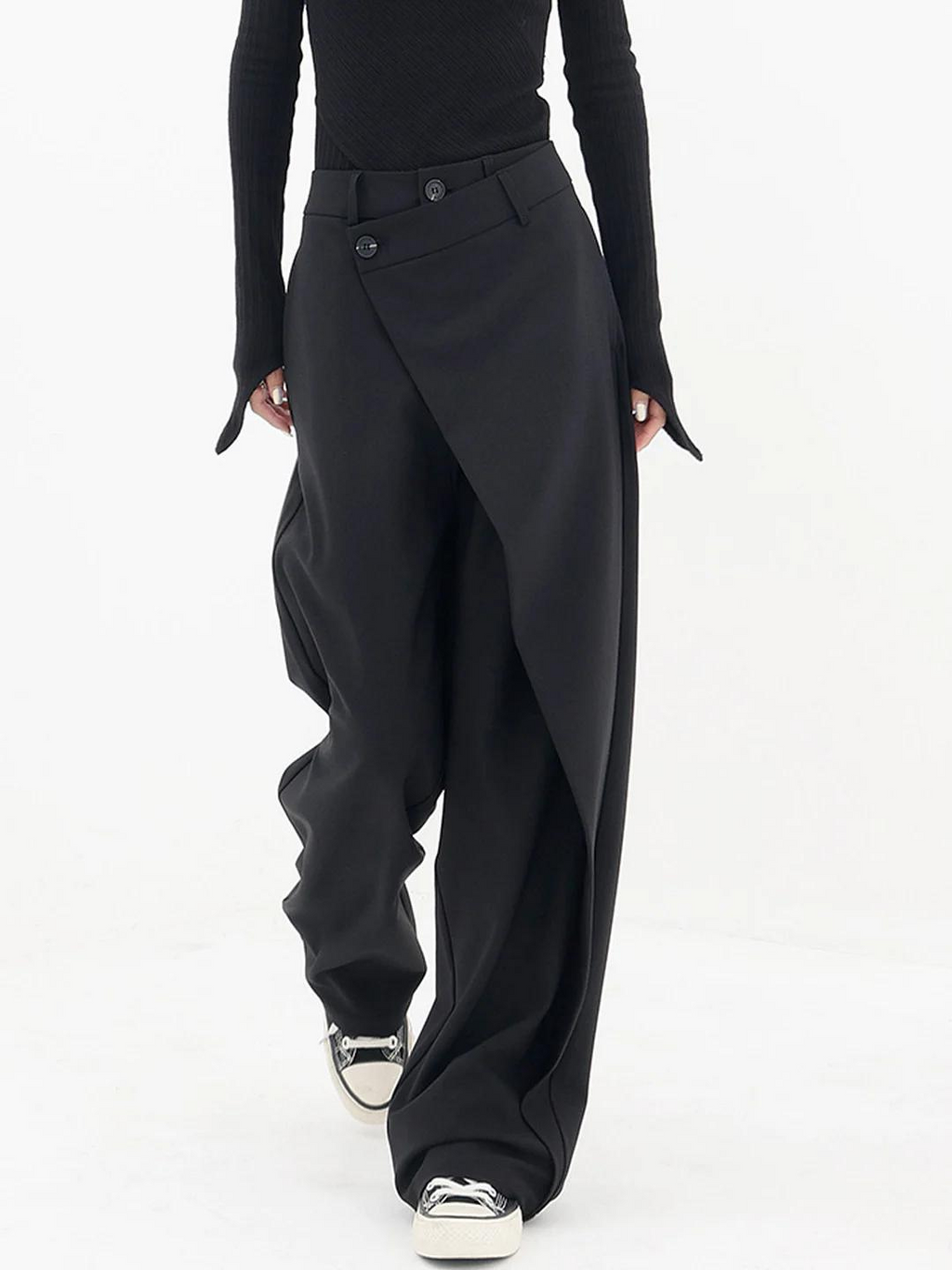 Zenvira | Pantaloni Baggy Donna a Vita Alta con Piega