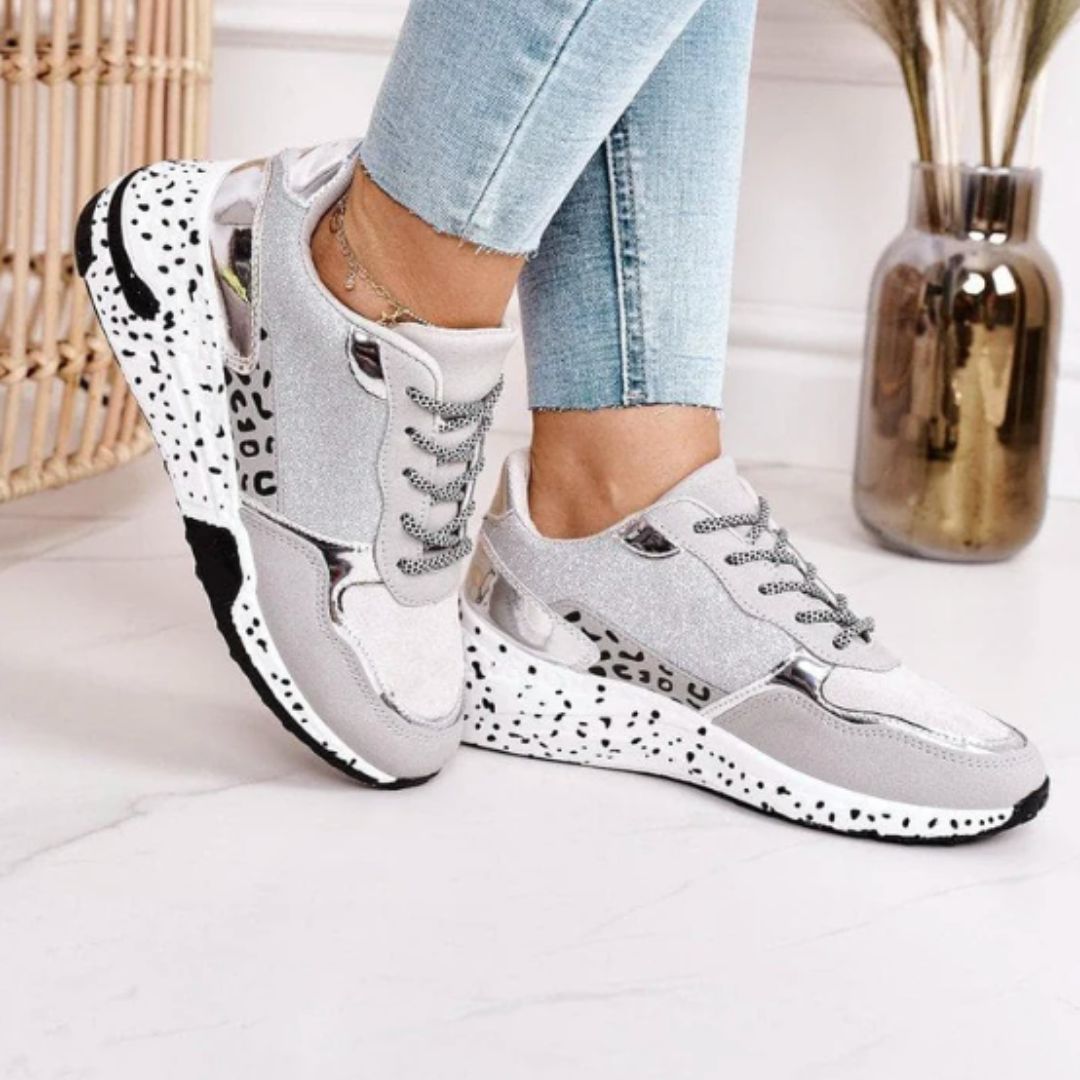 Velissy | Women's Casual Sneakers with Silver Accents