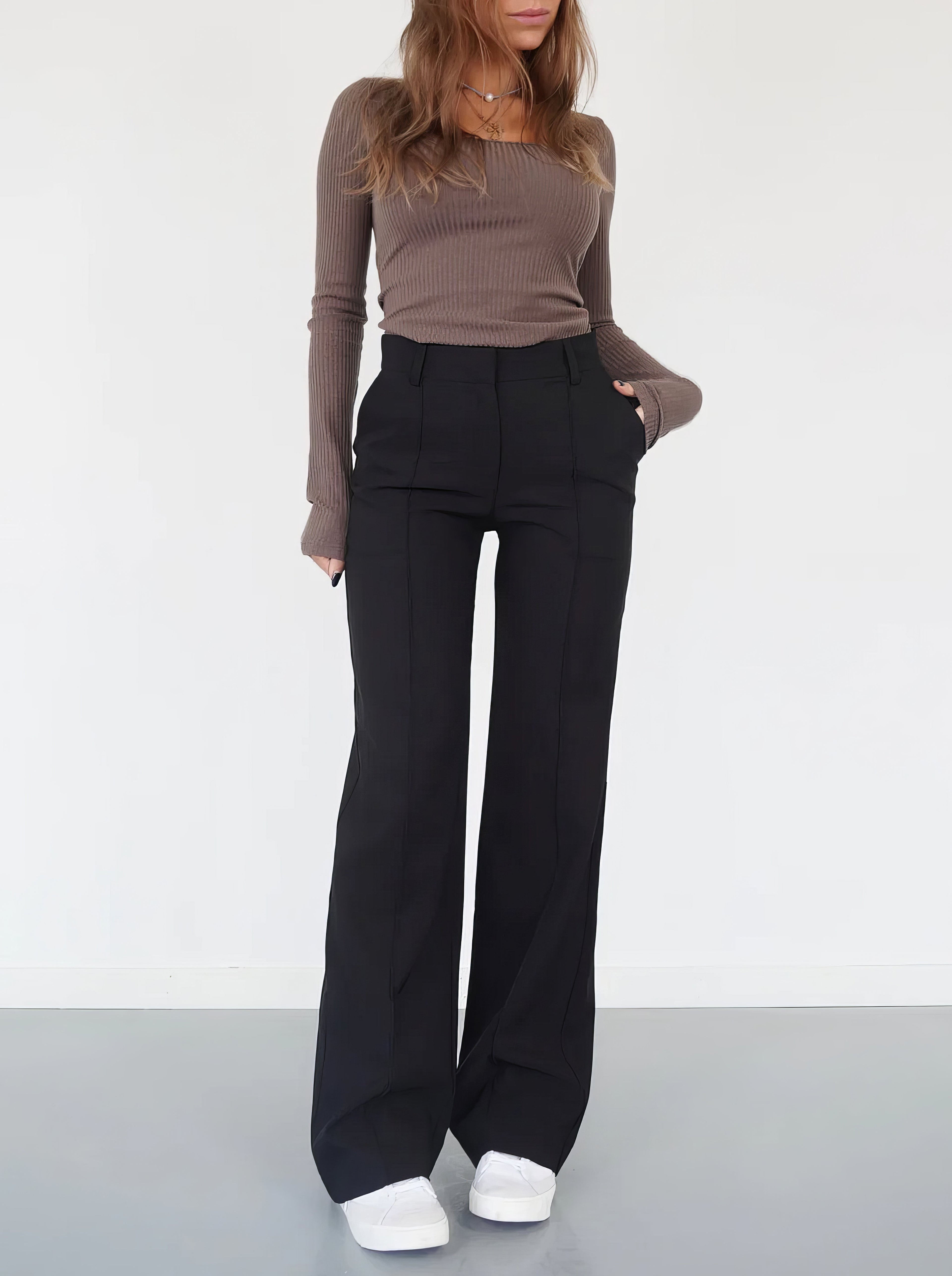 Norella | Women's High-Waisted Wide-Leg Casual Pants
