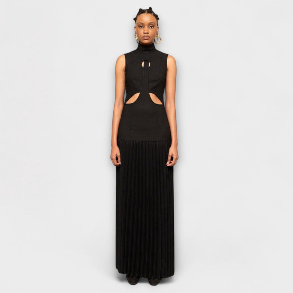 Sana | Abito Maxi Chic da Donna con Spacchi e Gonna Plissettata