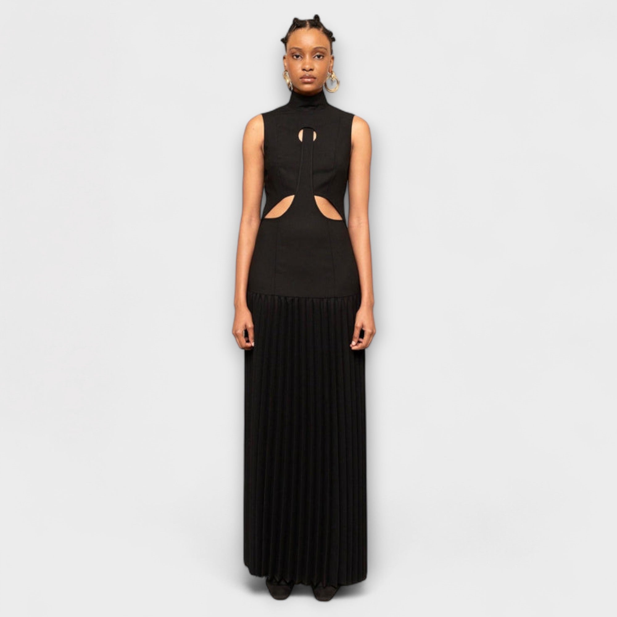 Sana | Abito Maxi Chic da Donna con Spacchi e Gonna Plissettata