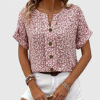 Roselune | Blusa Estiva Donna Casual con Fiori e Bottoni