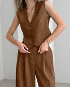 Dea | Elegante Completo Donna a Righe con Gilet