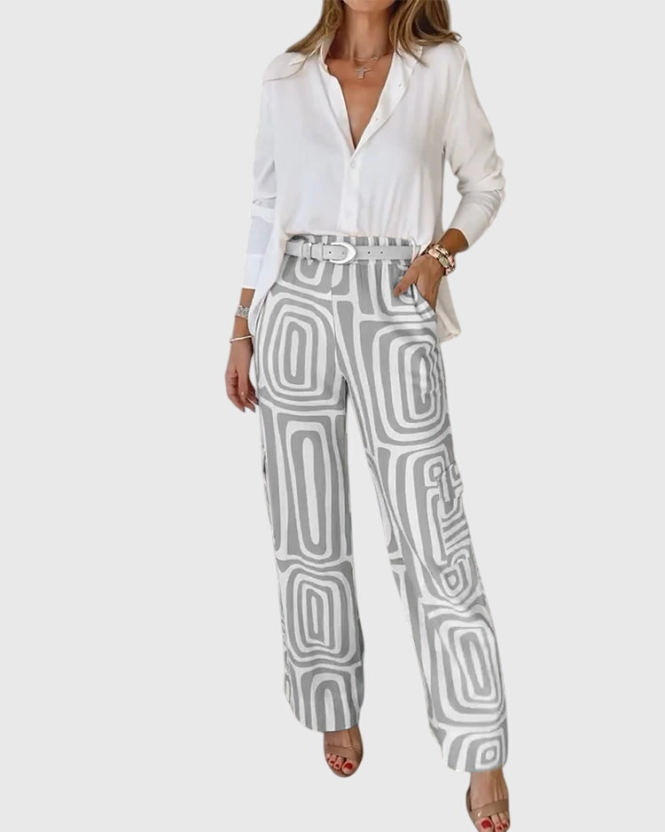 Karolinka | Women's Patterned High-Waisted Pants