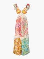 Meadow | Damska Elegancka Sukienka Maxi W Kwiaty Z Dekoltem V