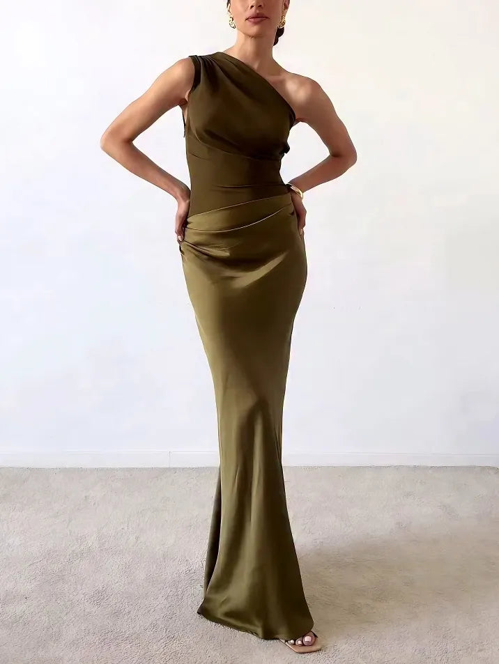 Nysera | Damska Elegancka Sukienka Maxi One-Shoulder Dopasowana Talia