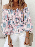 Floréa | Blusa estiva da donna con spalle scoperte, stampa floreale e maniche a sbuffo