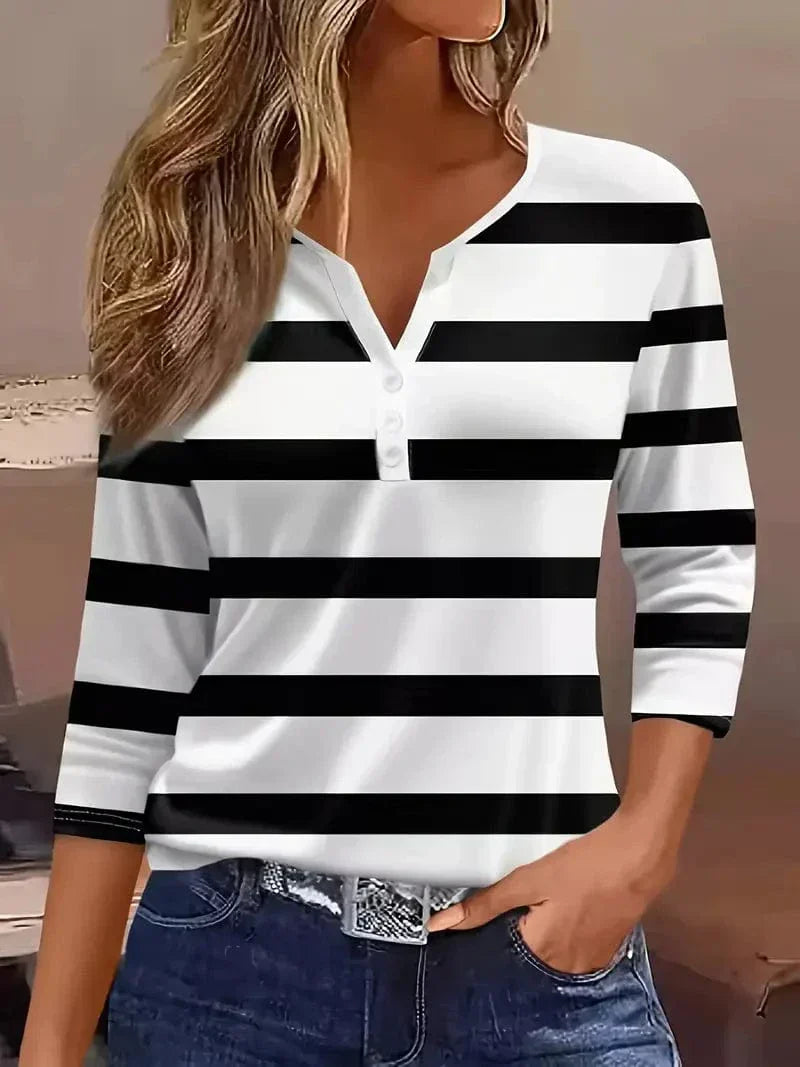 Roséline | Top a righe da donna con scollo a V