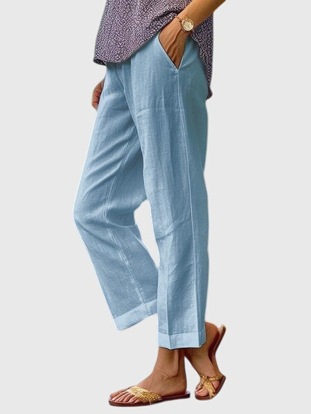 Liora | Pantaloni Estivi Casual da Donna in Lino a Gamba Dritta