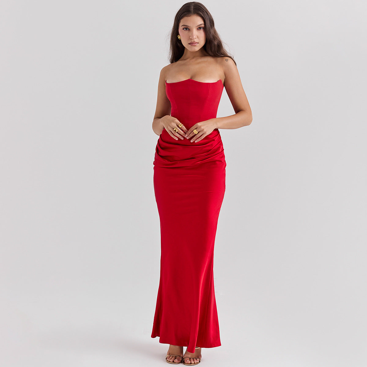 Isabella | Damska elegancka sukienka maxi bez ramiączek