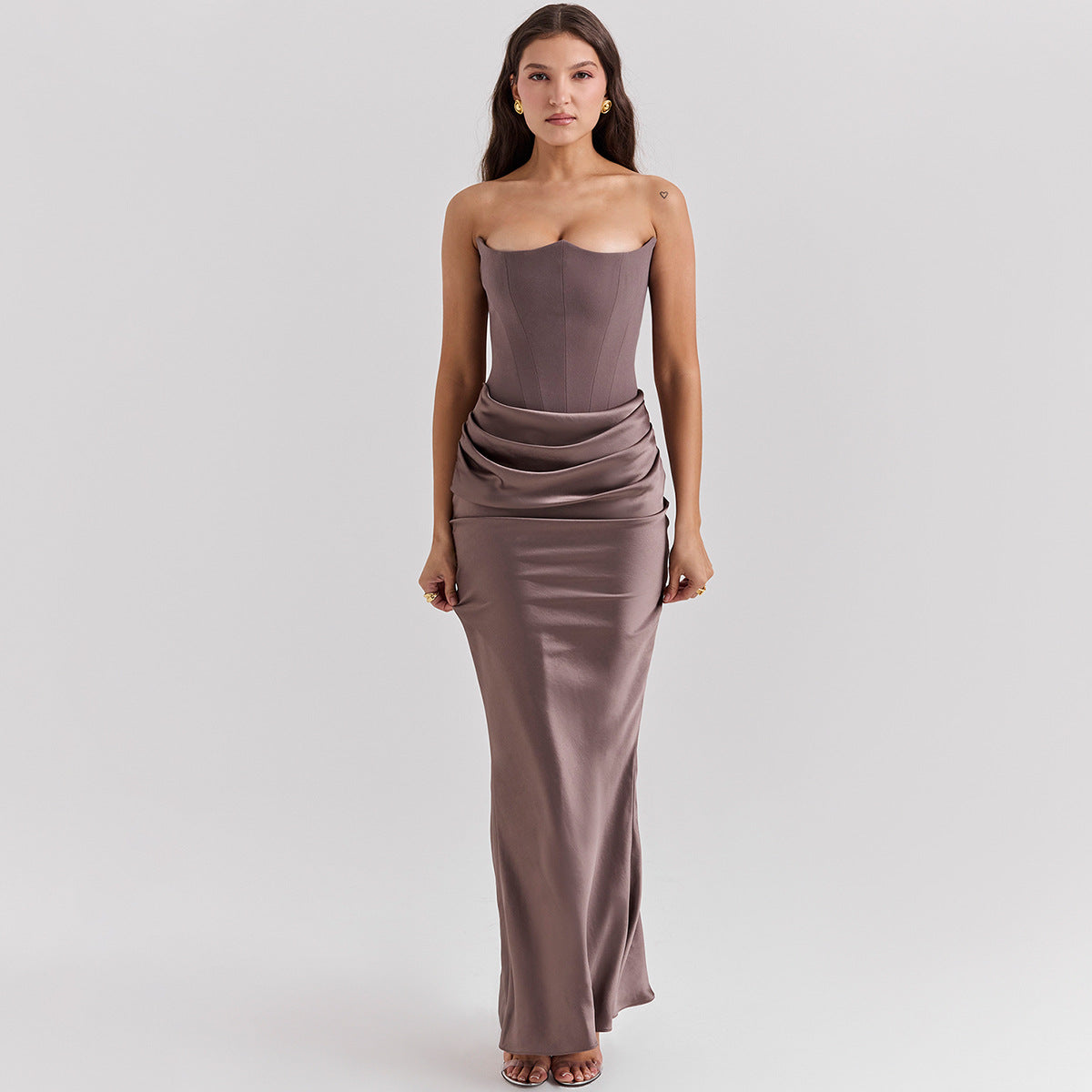 Isabella | Damska elegancka sukienka maxi bez ramiączek