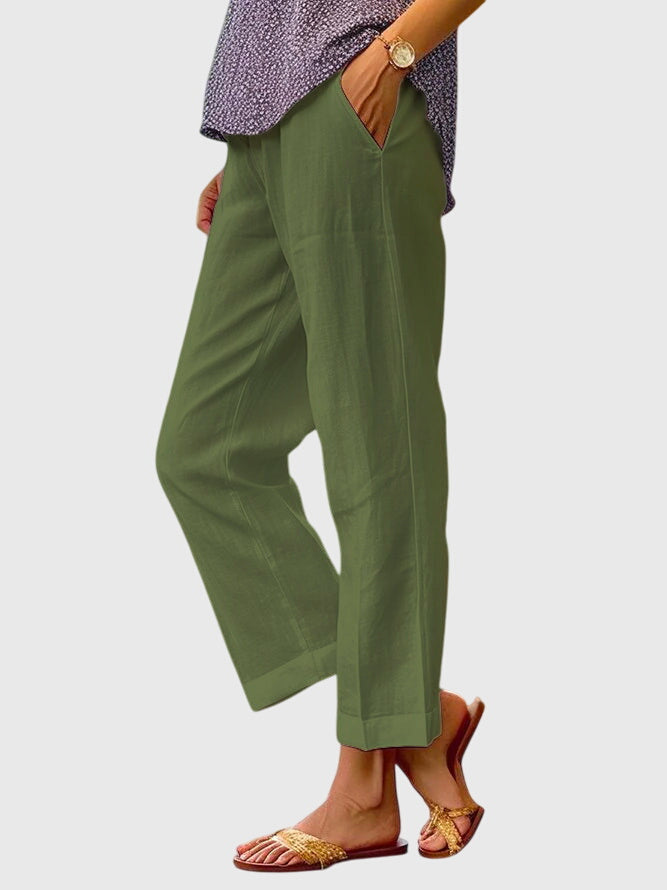 Liora | Pantaloni Estivi Casual da Donna in Lino a Gamba Dritta