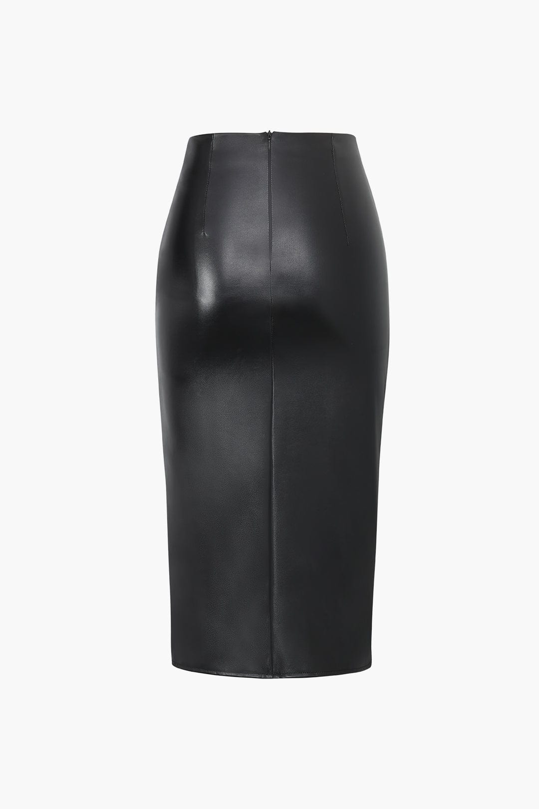 Vivienne | Damska Elegancka Spódnica Midi Z Ekoskóry