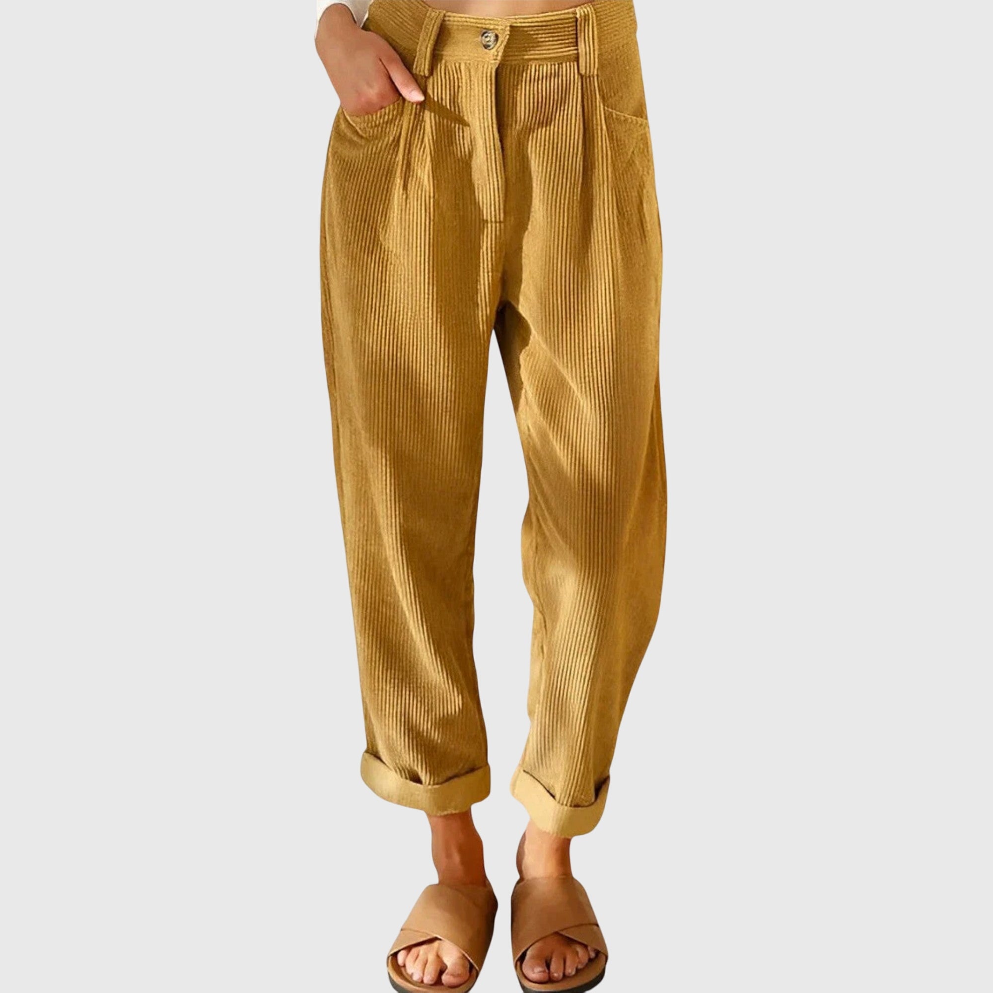 Elowen | Women's High-Waisted Corduroy Pants